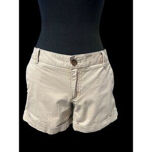 Banana Republic Womens Beige Cuffed Casual Shorts, Button, Zip Closure, Beach, p